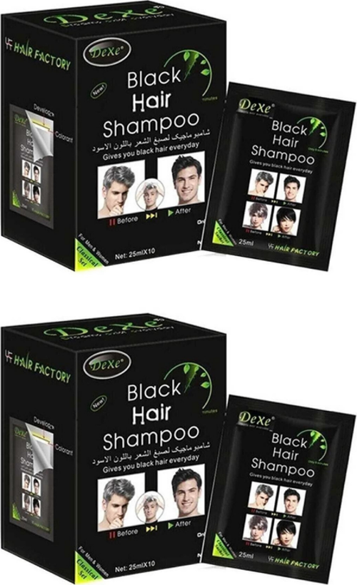 Black Hair Shampoo Beyaz Saç Kapatıcı Siyah Şampuan Boya 10lu Paket 2 Adet