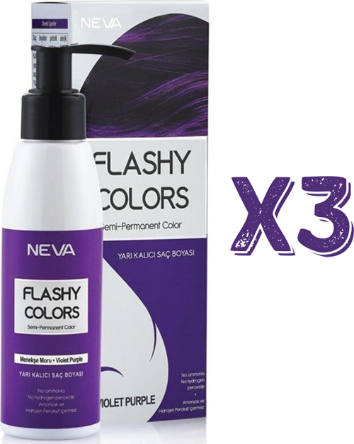 Neva Flashy Colors Yarı Kalıcı Saç Boyası 100 Ml Menekşe Moru 3 Adet