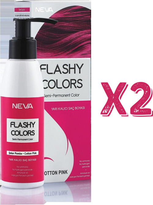 Neva Flashy Colors Yarı Kalıcı Saç Boyası 100 Ml Şeker Pembe 2 Adet