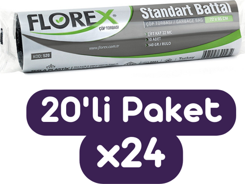 Standart Battal Boy Çöp Torbası 72x95 Cm 10'lu Rulo Siyah 24 Rulo (240 Adet 1 Koli)
