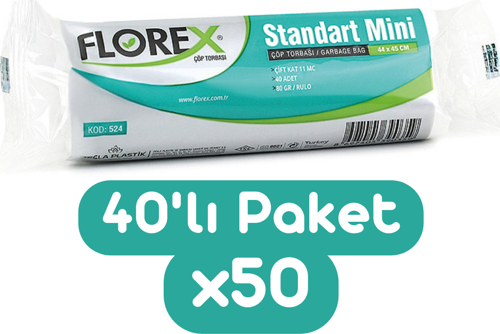 Standart Mini Boy Çöp Torbası 44x45 Cm 40'lı Rulo Beyaz 50 Rulo (2000 Adet 1 Koli)