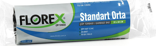 Standart Orta Boy Çöp Torbası 55x60 Cm 20'li Rulo Siyah