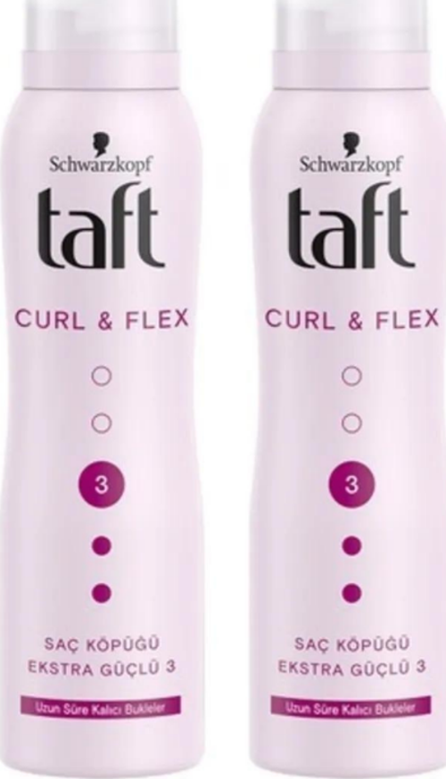 Taft Curl&Flex Saç Köpüğü 3 Numara Uzun Süre Kalıcı Bukleler 150 Ml 2 Adet