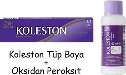 Koleston Tüp Boya 50 ml - 5.0 Açık Kahve + 20 Vol Oksidan Peroksit
