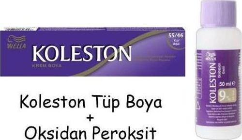 Koleston Tüp Boya 50 ml - 55.46 Kızıl Büyü + 30 Vol Oksidan Peroksit