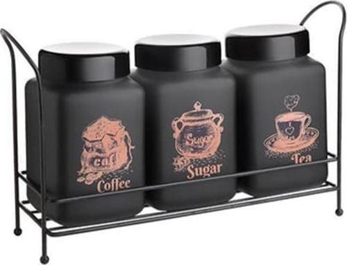 3lü Metal Standlı Cam Baharatlık Takımı Seti Rose