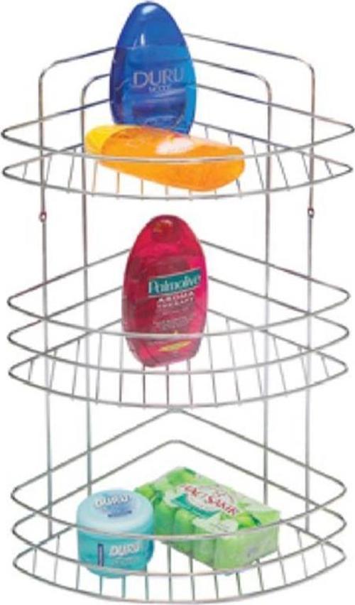 Metal 3 Katlı Krom Banyo Köşeliği Şampuanlık Organizer