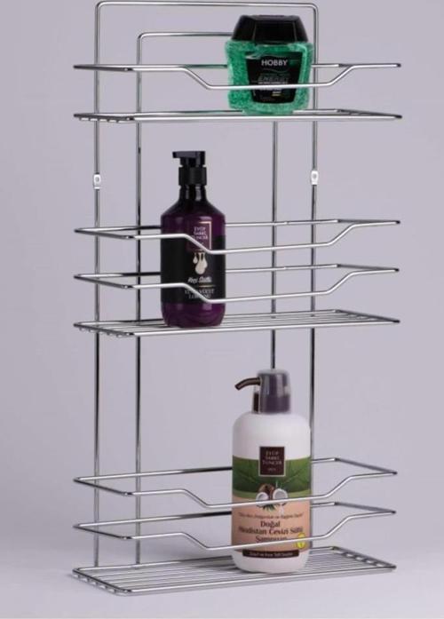 Metal 3 Katlı Krom Banyo Rafı Şampuanlık Organizer Dikdörtgen