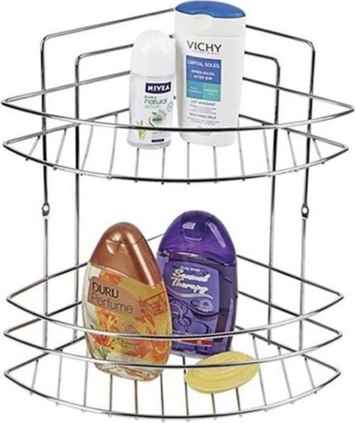 Metal 2 Katlı Krom Banyo Köşeliği Şampuanlık Organizer