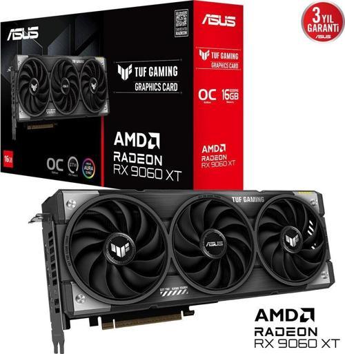 TUF Gaming AMD Radeon RX 9060XT 16GB TUF-RX9060XT-O16G-GAMING GDDR6 128Bit DX12 Gaming (Oyuncu) Ekran Kartı