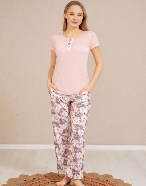 Perfect Club Kadın Bisiklet Yaka Kısa Kol Pijama Takımı 4369 - 1 Adet