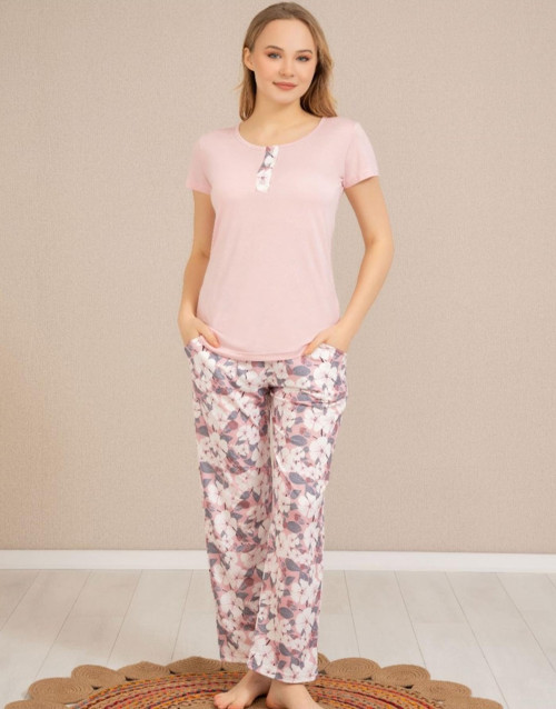 Perfect Club Kadın Bisiklet Yaka Kısa Kol Pijama Takımı 4369 - 1 Adet