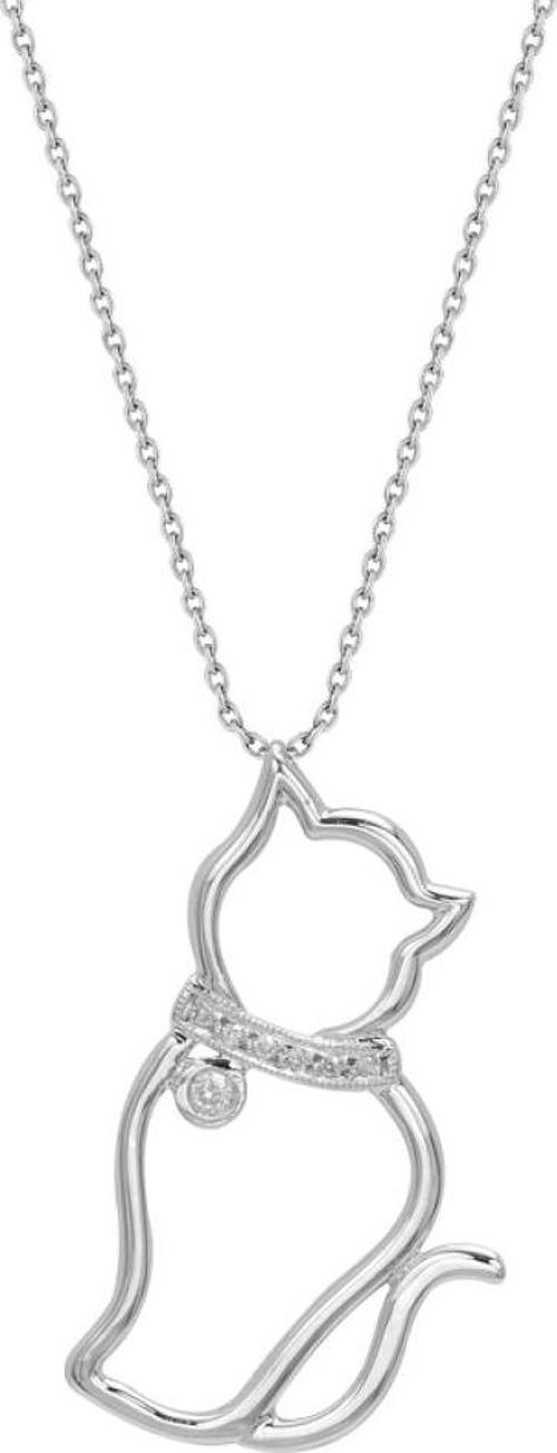 Pırlanta Kedi Gümüş Kolye