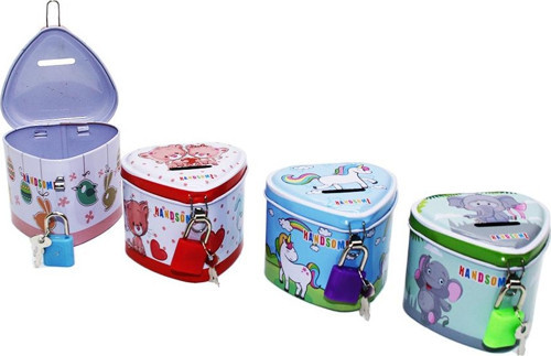 KÜÇÜK KALPLİ KİLİTLİ METAL KUMBARA (5060)