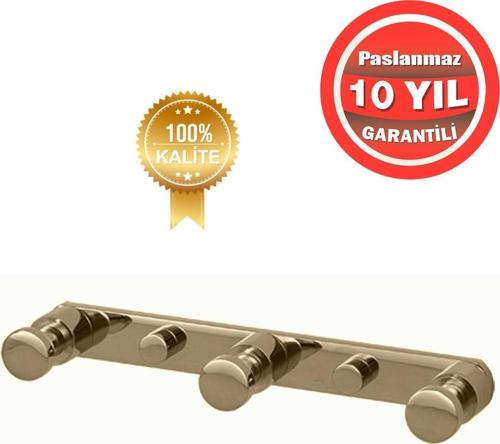 Paslanmaz Pirinç Altın Gold Flora Askılık Üçlü Askılık Banyo Askısı