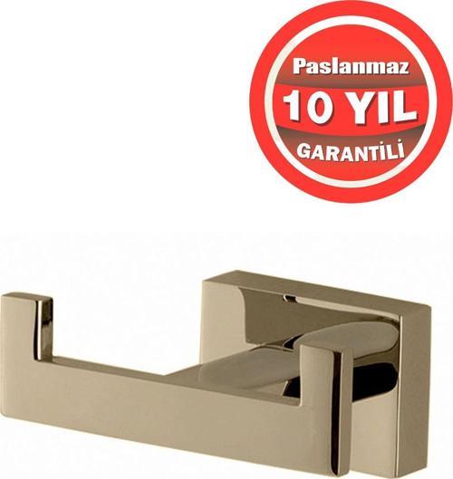 Paslanmaz Pirinç  Kenzo Çiftli Bornozluk Askılık Havlu Askısı Altın Gold