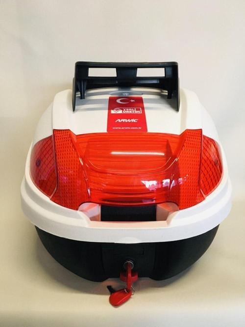 Motorsiklet Arka Çanta 32 Litre Beyaz Sırt Dayamalı Üst Tabakalı Full Set