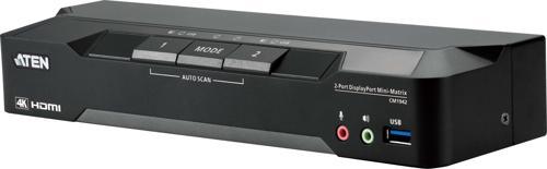 2-Port 4K DisplayPort Dual Display Mini-Matrix Boundless KVM Switch