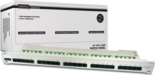 Digitus 19 Inch 25 port CAT-3 ISDN Patch Panel, Zırhsız