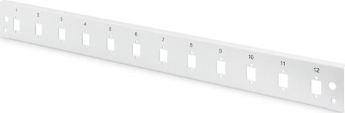 Digitus DN-96200-QL Sürgülü Boş Fiber Optik Sonlandırma Kutusu için Ön Panel, Kilit Mekanizmalı, 12 x LC Duplex SC Simplex, E2000 Simplex Dikey, 1U, Vernikli Çelik Sac, Gri Renk (RAL 7035)&lt;br&gt;
D