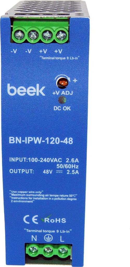 Endüstriyel 120W Watt AC &lt;-&gt; DC Güç Kaynağı, DIN-Ray Montajına Uygun, 48V/2.5A çıkışlar&lt;br&gt;
Industrial 120W-Watt AC to DC Power Supply, DIN-Rail Mount, 48V/2.5A outputs