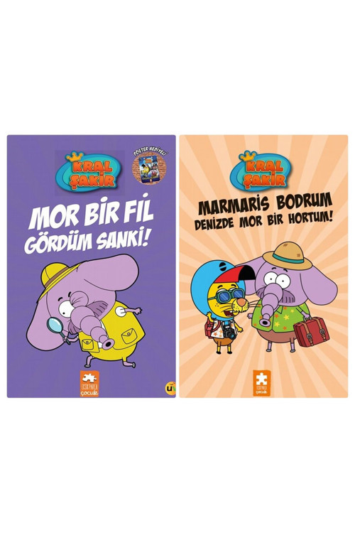 Kral Şakir Marmaris Bodrum Denizde Mor Bir Hortum -Mor Bir Fil Gördüm Ciltli 2 Kitap