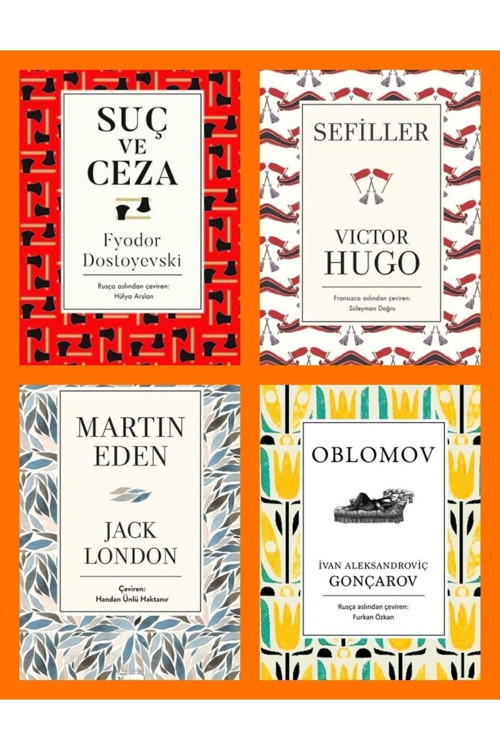 4 Kitap Bez Ciltli En Çok Okunan Set Suç Ve Ceza-sefiller-oblomov-martin Eden-klasikler