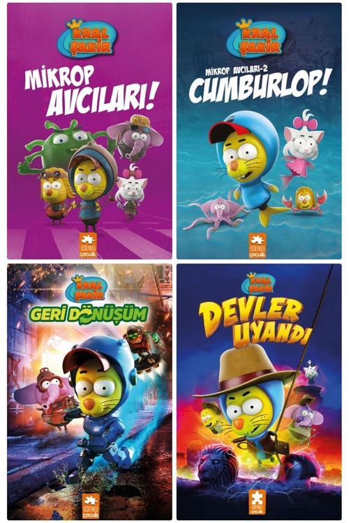 Kral Şakir Devler Uyandı -Geri Dönüşüm -Mikrop Avcıları -Mikrop Avcıları Cumburlop Ciltli 4 Kitap