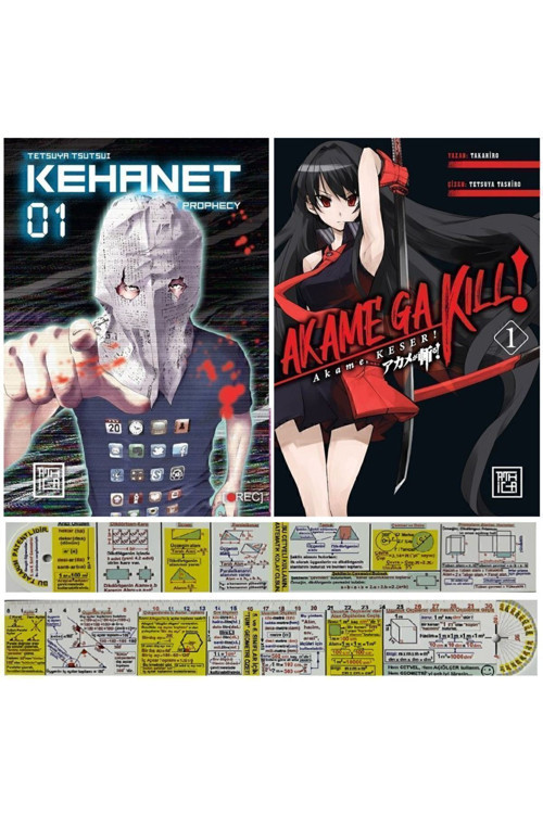 Kehanet 1. Cilt+ Akame Ga Kill 1. Cilt 2'li Manga Seti + Matematik Öğreten Ayraç