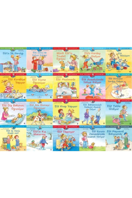 Elif Serisi Ilk Okuma Kitaplarım 20 Kitap Set - Ilk Harçlığı - Tuvalet Eğitimi - Kardeş Geliyor - Mü