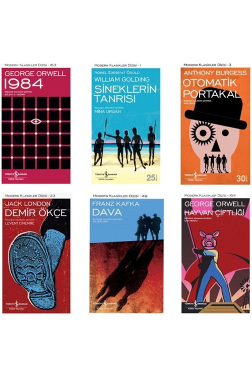 Distopya 6 Kitap Set, Iş Bankası; 1984 - Sineklerin Tanrısı - Otomatik Portakal - Demir Ökçe - Dava