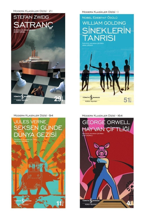 Sineklerin Tanrısı-hayvan Çiftliği-satranç-seksen Günde Dünya Gezisi Iş Bankası 4 Kitap Tatil Seti