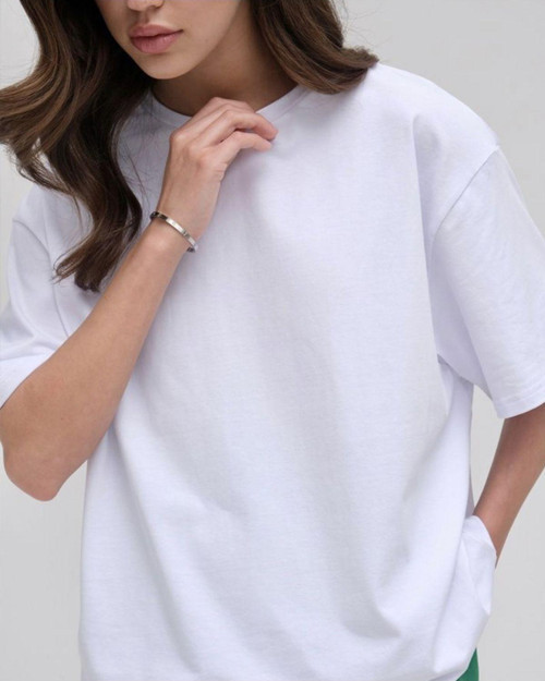 Unisex Bisiklet Yaka Basic Oversize T-Shirt