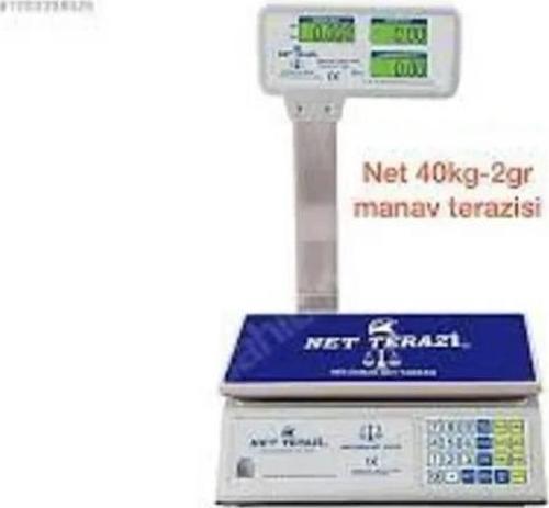 Net Terazi Kollu Dijital Çift Ekranlı Bakkal Manav Pazar Terazisi Akülü Max 40 Kg 2 Gr Hassasiyet