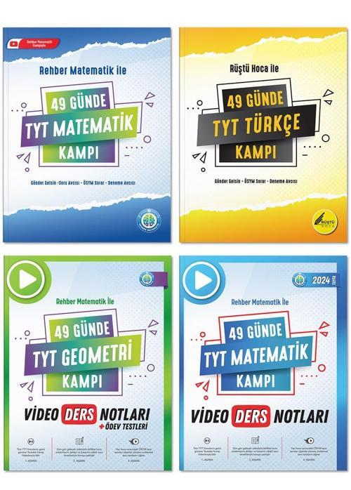 Tonguç Akademi 49 Günde TYT Matematik - Geometri - Türkçe Video Ders Notları Kampı 4'lü Set