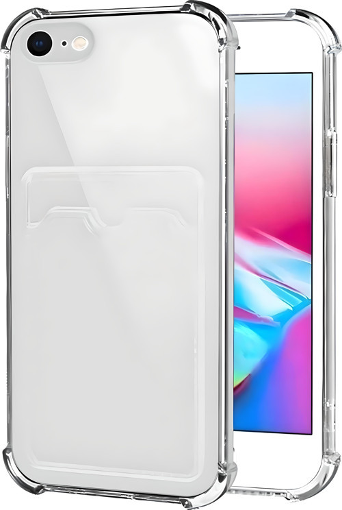iPhone 6 Plus / 6s Plus Uyumlu Kamera Korumalı Kartlıklı Köşeleri Airbag Tasarımlı Darbe Önleyici Şeffaf Silikon Kılıf
