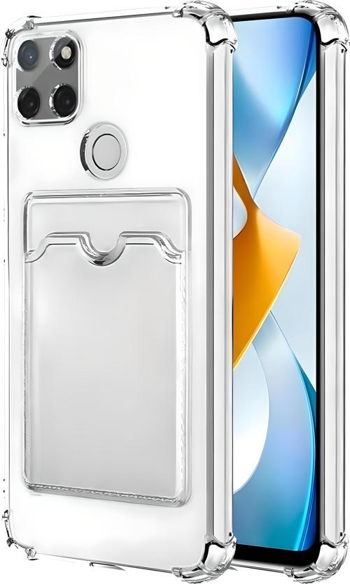 Oppo A15/A15S Uyumlu Kamera Korumalı Kartlıklı Köşeleri Airbag Tasarımlı Darbe Önleyici Şeffaf Silikon Kılıf
