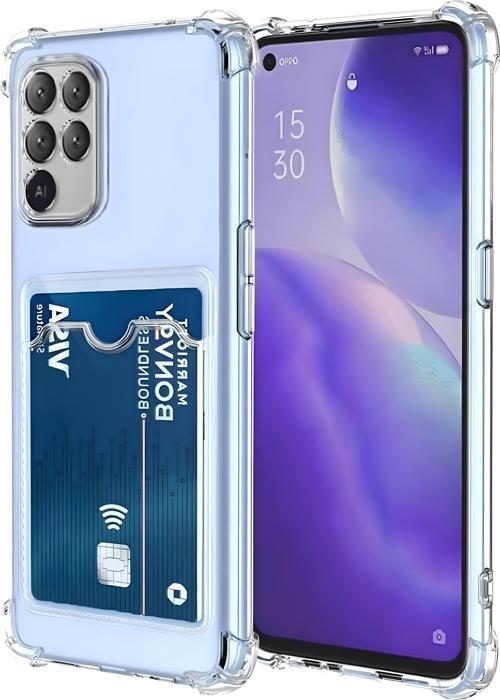 Oppo Reno 5 Lite Uyumlu Kamera Korumalı Kartlıklı Köşeleri Airbag Tasarımlı Darbe Önleyici Şeffaf Silikon Kılıf