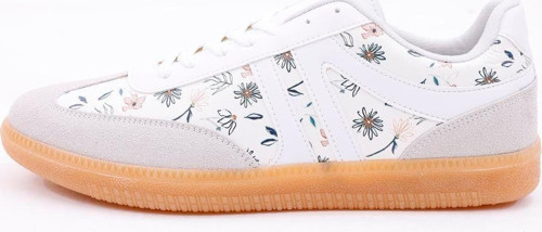 Dijital Baskı Kadın Bej-Çiçek Sneaker Ayakkabı