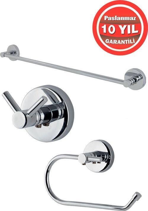Paslanmaz Pirinç Dilek Banyo Aksesuar Set Havluluk-Askılık-Tuvalet Kağıtlık