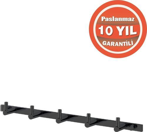 Paslanmaz Pirinç Mat Siyah Mercan 5’Li Askılık Havlu Askısı
