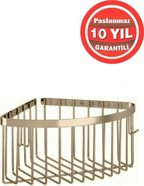 Derin Şampuanlık Paslanmaz Pirinç 1'Li 20X20 Cm Şampuanlık Banyo Rafı Altın Gold