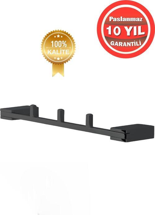 Paslanmaz Pirinç Mat Siyah Titanik 3'Lü Set Askılık