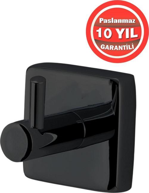 Paslanmaz Pirinç Mat Siyah Vizyon 1’Li Askılık Bornozluk