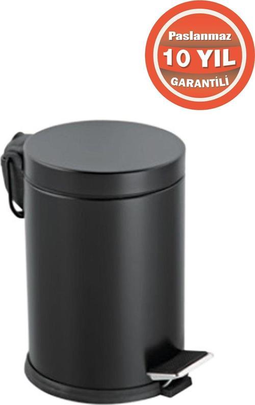 Paslanmaz Çelik 3 Litre Pedallı Banyo Çöp Kovası Siyah