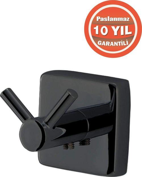 Paslanmaz Pirinç Mat Siyah Vizyon Bornozluk Banyo Askısı