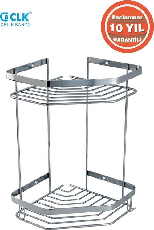 Paslanmaz Çelik Erpa 2’Li 19X19 Cm Şampuanlık Köşe Süngerlik