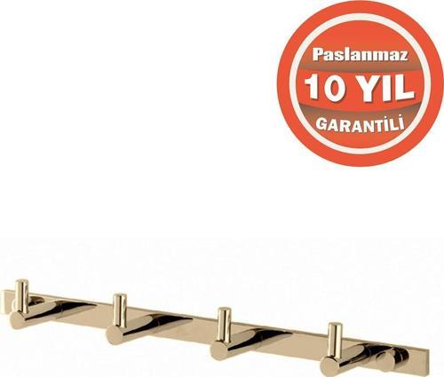 Paslanmaz Pirinç Mercan 4’Lü Askılık Havlu Askısı Altın Gold