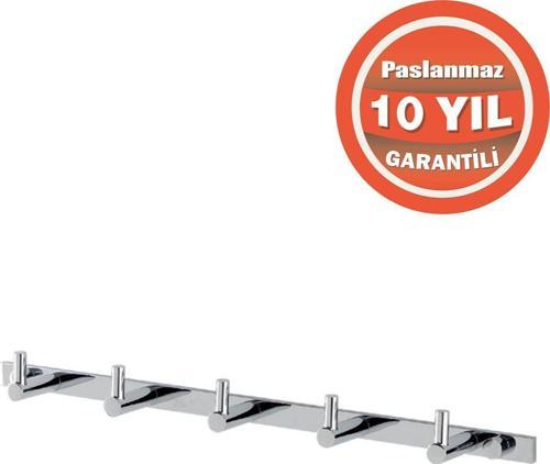 Paslanmaz Pirinç Mercan 5’Li Askılık Havlu Askısı