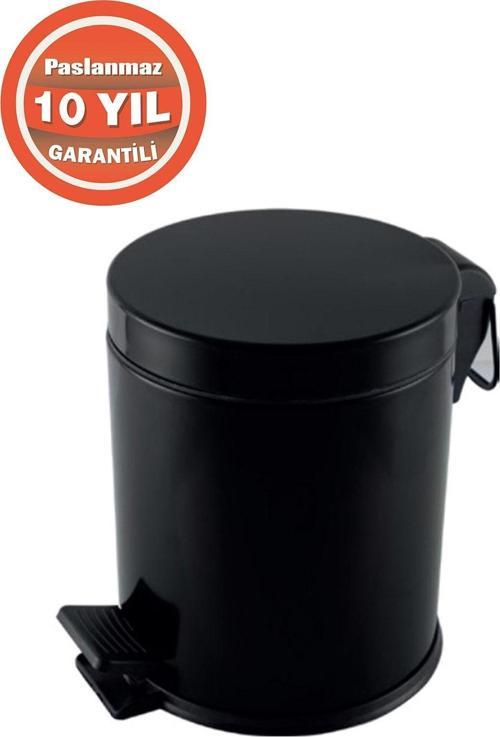 Paslanmaz Çelik Mat Siyah 12 Litre Pedallı Banyo Çöp Kovası
